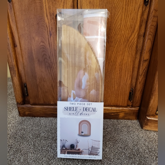New in the package boho style solid wood shelf & rainbow decal wall decor set - Picture 2 of 4